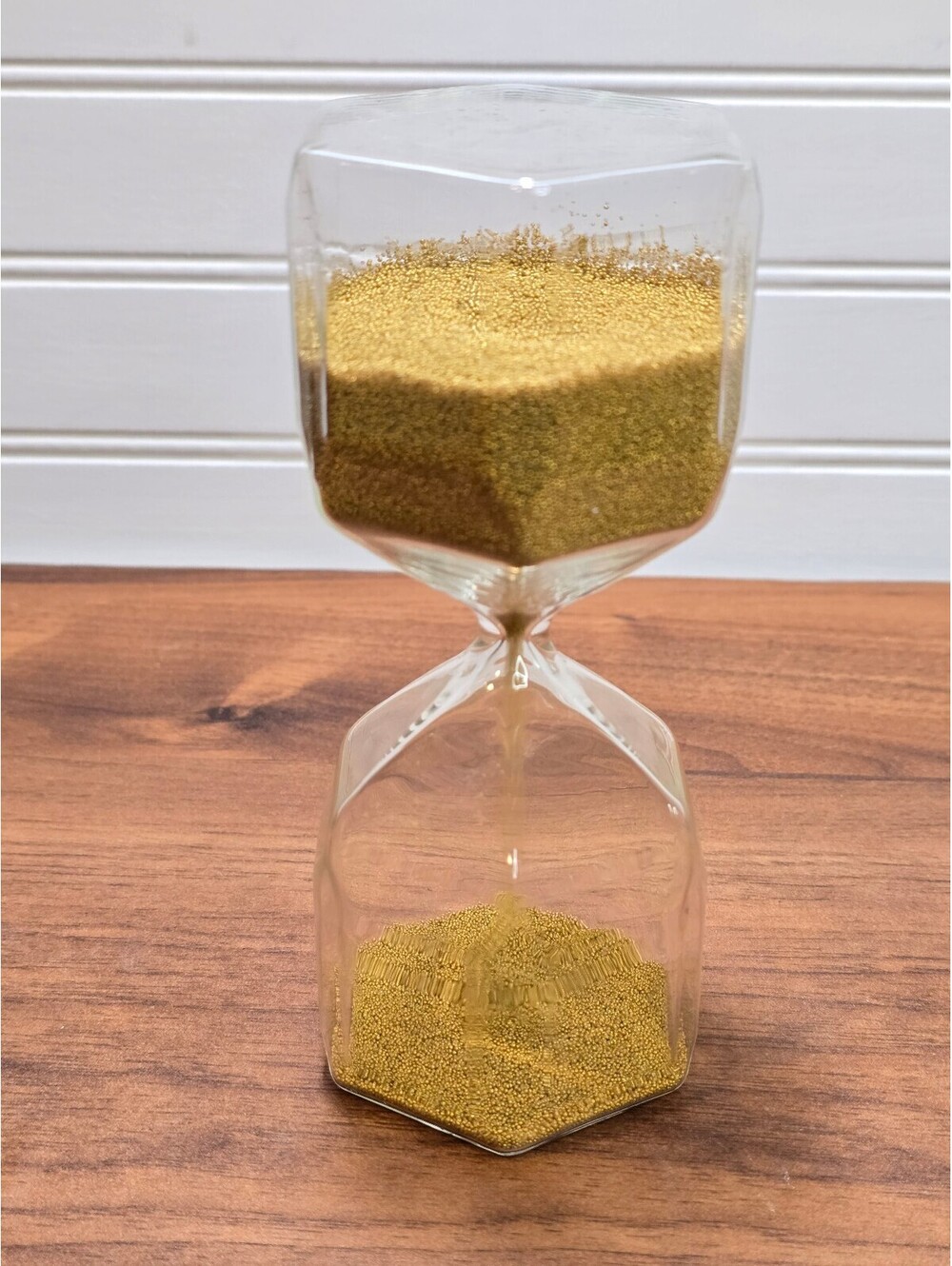Discontinued IKEA TILLSYN Glass Hourglass Gold Micro Bead 90 Second Timer